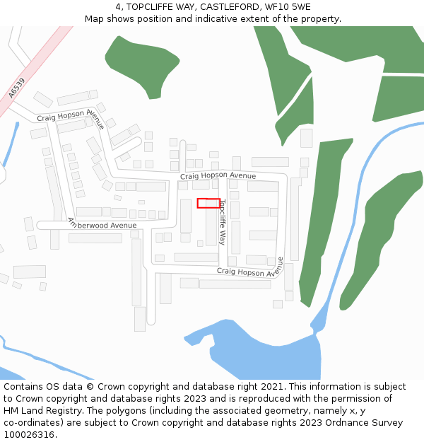 4, TOPCLIFFE WAY, CASTLEFORD, WF10 5WE: Location map and indicative extent of plot
