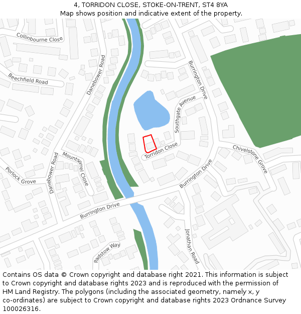 4, TORRIDON CLOSE, STOKE-ON-TRENT, ST4 8YA: Location map and indicative extent of plot