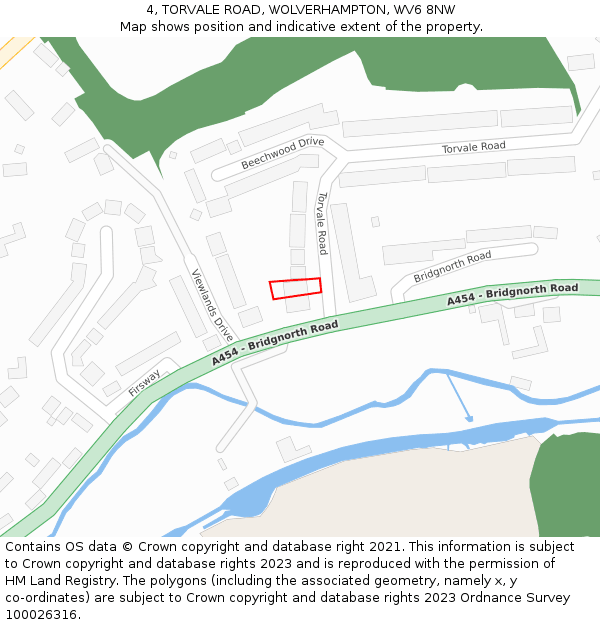 4, TORVALE ROAD, WOLVERHAMPTON, WV6 8NW: Location map and indicative extent of plot