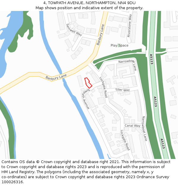 4, TOWPATH AVENUE, NORTHAMPTON, NN4 9DU: Location map and indicative extent of plot