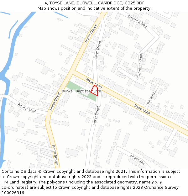 4, TOYSE LANE, BURWELL, CAMBRIDGE, CB25 0DF: Location map and indicative extent of plot