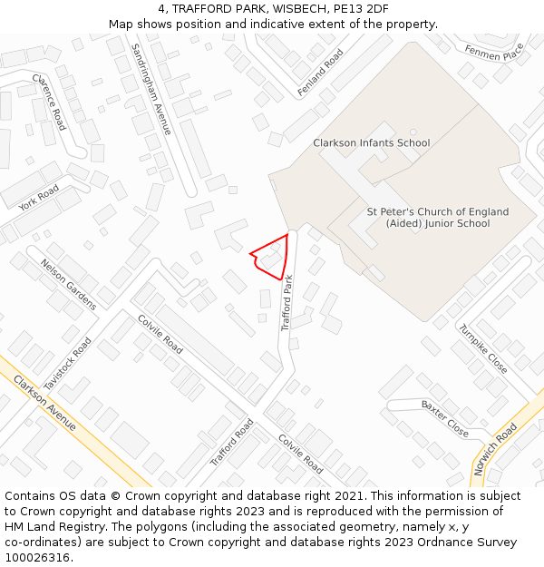 4, TRAFFORD PARK, WISBECH, PE13 2DF: Location map and indicative extent of plot