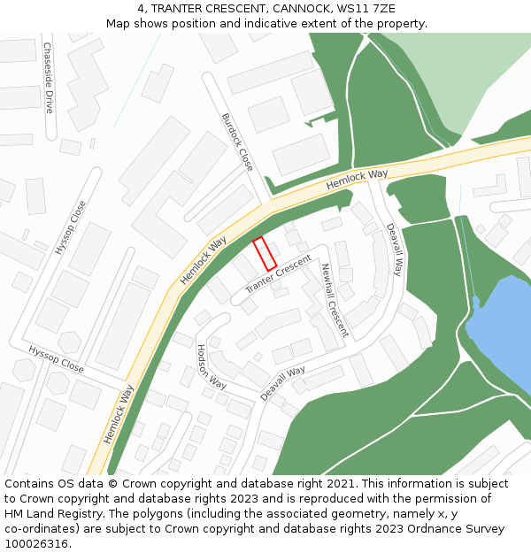 4, TRANTER CRESCENT, CANNOCK, WS11 7ZE: Location map and indicative extent of plot