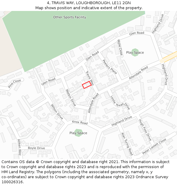 4, TRAVIS WAY, LOUGHBOROUGH, LE11 2GN: Location map and indicative extent of plot