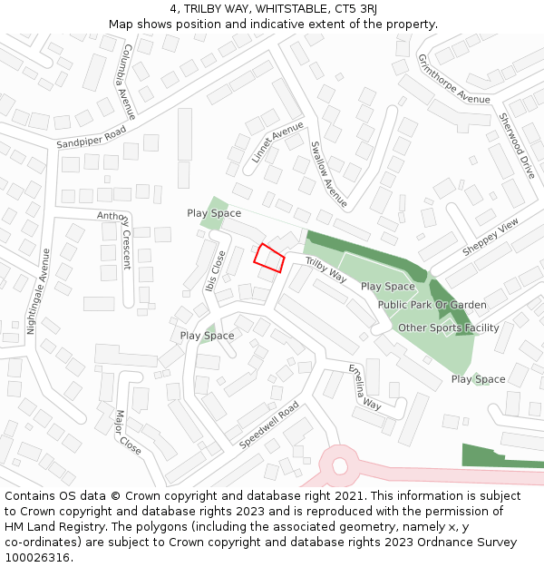 4, TRILBY WAY, WHITSTABLE, CT5 3RJ: Location map and indicative extent of plot
