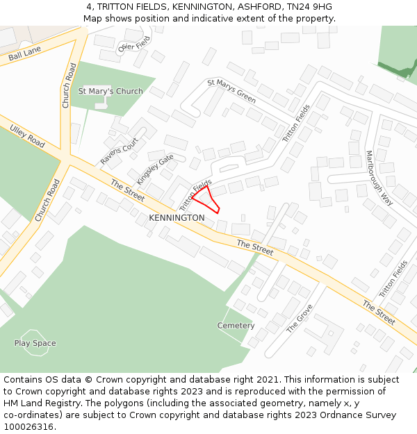 4, TRITTON FIELDS, KENNINGTON, ASHFORD, TN24 9HG: Location map and indicative extent of plot