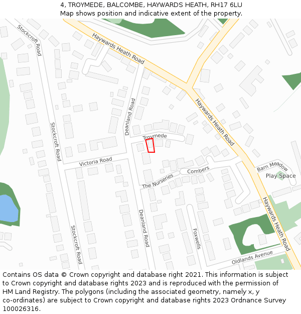 4, TROYMEDE, BALCOMBE, HAYWARDS HEATH, RH17 6LU: Location map and indicative extent of plot