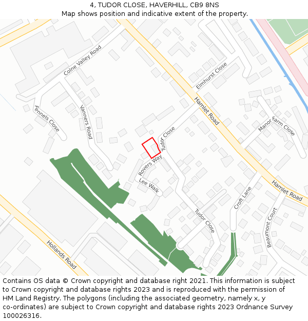 4, TUDOR CLOSE, HAVERHILL, CB9 8NS: Location map and indicative extent of plot