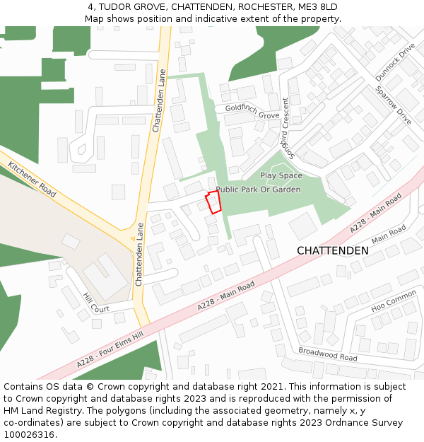 4, TUDOR GROVE, CHATTENDEN, ROCHESTER, ME3 8LD: Location map and indicative extent of plot