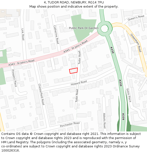4, TUDOR ROAD, NEWBURY, RG14 7PU: Location map and indicative extent of plot