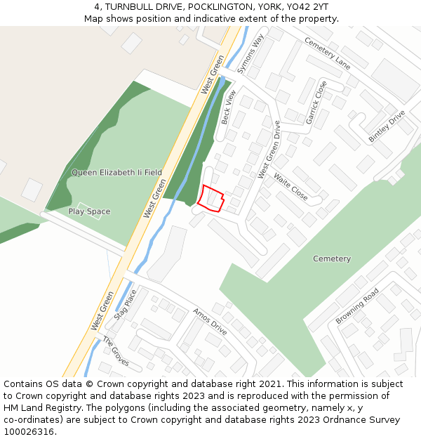 4, TURNBULL DRIVE, POCKLINGTON, YORK, YO42 2YT: Location map and indicative extent of plot