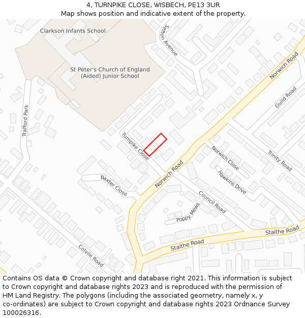 4, TURNPIKE CLOSE, WISBECH, PE13 3UR: Location map and indicative extent of plot