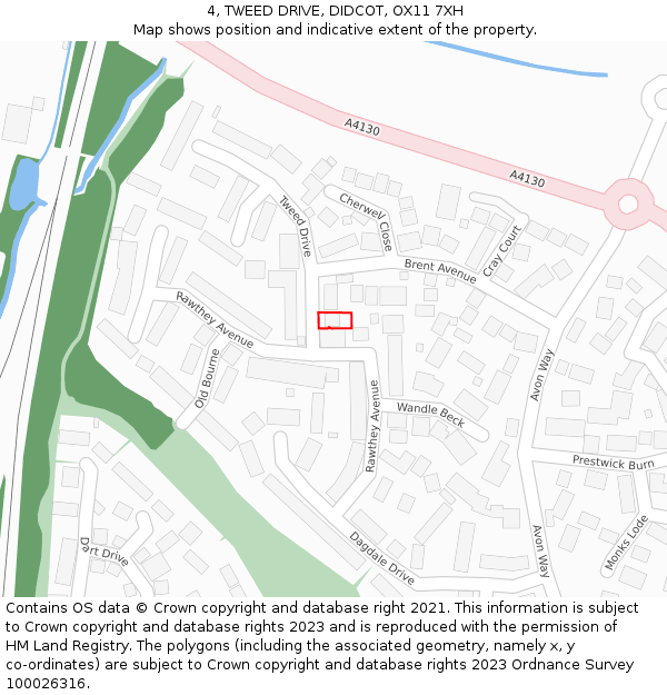 4, TWEED DRIVE, DIDCOT, OX11 7XH: Location map and indicative extent of plot