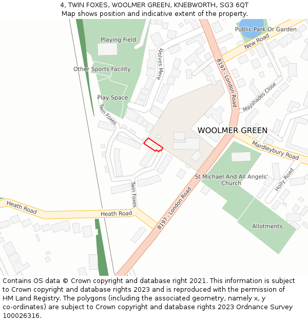 4, TWIN FOXES, WOOLMER GREEN, KNEBWORTH, SG3 6QT: Location map and indicative extent of plot