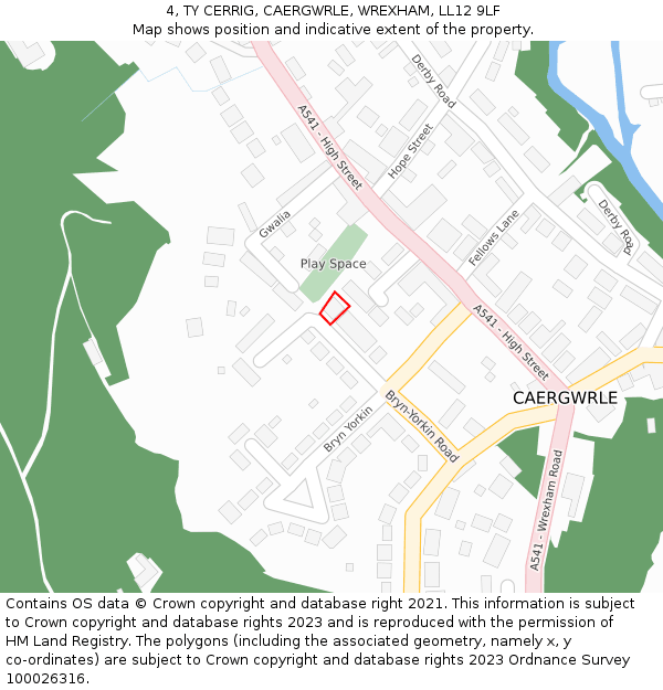 4, TY CERRIG, CAERGWRLE, WREXHAM, LL12 9LF: Location map and indicative extent of plot