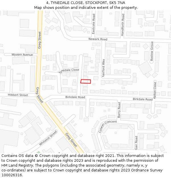 4, TYNEDALE CLOSE, STOCKPORT, SK5 7NA: Location map and indicative extent of plot