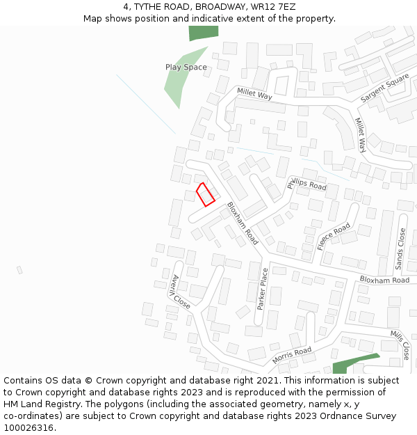 4, TYTHE ROAD, BROADWAY, WR12 7EZ: Location map and indicative extent of plot