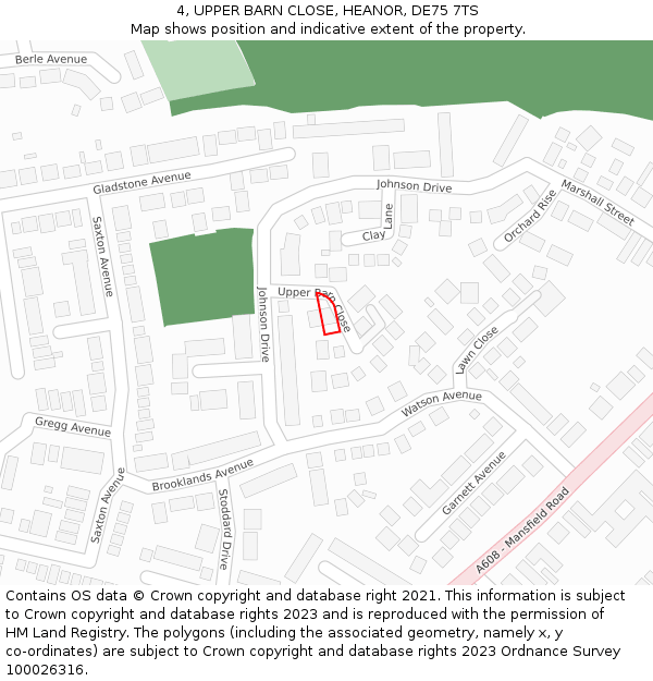 4, UPPER BARN CLOSE, HEANOR, DE75 7TS: Location map and indicative extent of plot