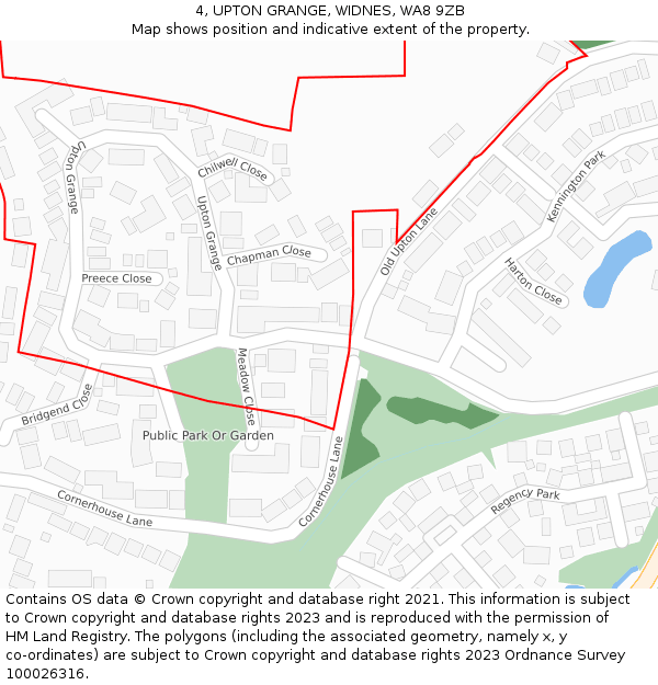 4, UPTON GRANGE, WIDNES, WA8 9ZB: Location map and indicative extent of plot