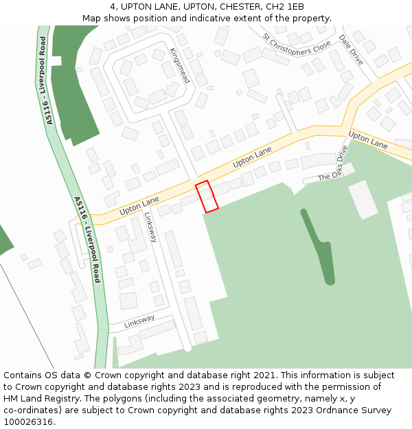 4, UPTON LANE, UPTON, CHESTER, CH2 1EB: Location map and indicative extent of plot