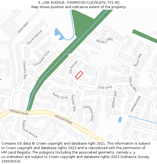 4, USK AVENUE, THORNTON-CLEVELEYS, FY5 4FJ: Location map and indicative extent of plot