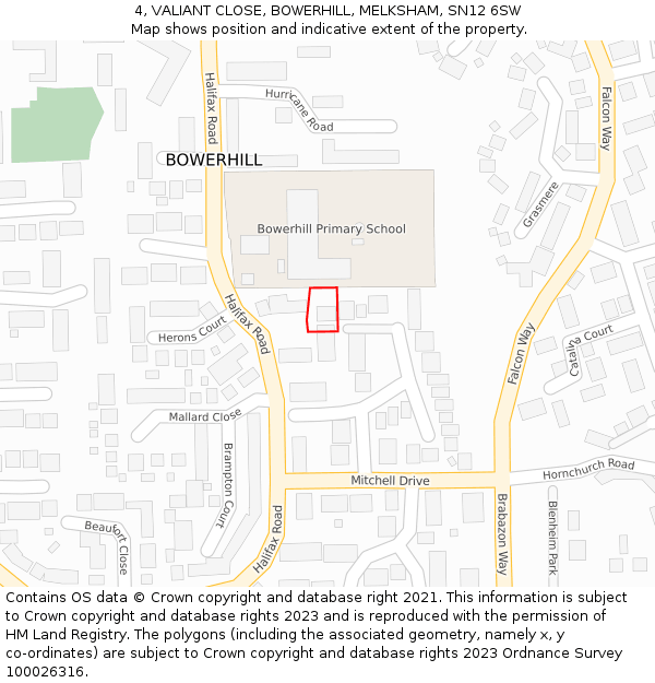 4, VALIANT CLOSE, BOWERHILL, MELKSHAM, SN12 6SW: Location map and indicative extent of plot