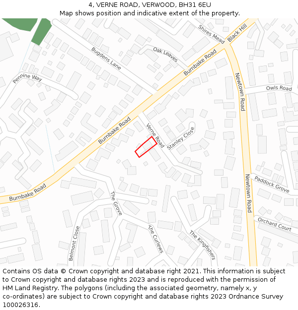 4, VERNE ROAD, VERWOOD, BH31 6EU: Location map and indicative extent of plot