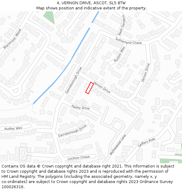 4, VERNON DRIVE, ASCOT, SL5 8TW: Location map and indicative extent of plot