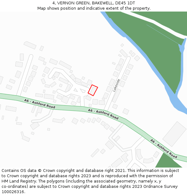 4, VERNON GREEN, BAKEWELL, DE45 1DT: Location map and indicative extent of plot