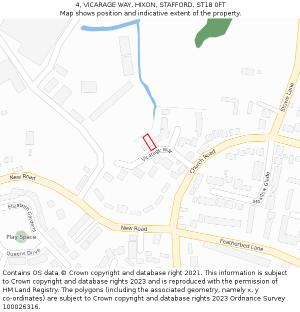 4, VICARAGE WAY, HIXON, STAFFORD, ST18 0FT: Location map and indicative extent of plot