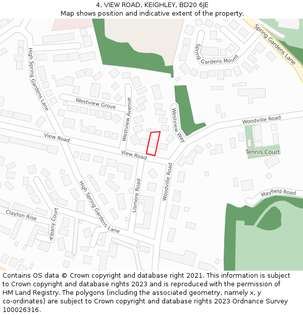 4, VIEW ROAD, KEIGHLEY, BD20 6JE: Location map and indicative extent of plot