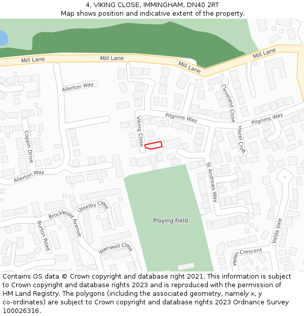 4, VIKING CLOSE, IMMINGHAM, DN40 2RT: Location map and indicative extent of plot