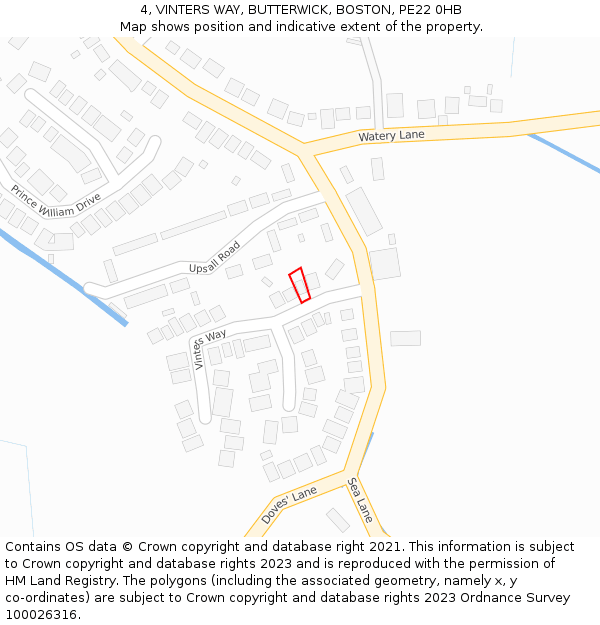 4, VINTERS WAY, BUTTERWICK, BOSTON, PE22 0HB: Location map and indicative extent of plot