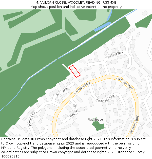 4, VULCAN CLOSE, WOODLEY, READING, RG5 4XB: Location map and indicative extent of plot