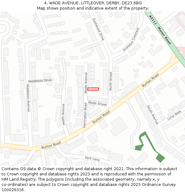 4, WADE AVENUE, LITTLEOVER, DERBY, DE23 6BG: Location map and indicative extent of plot