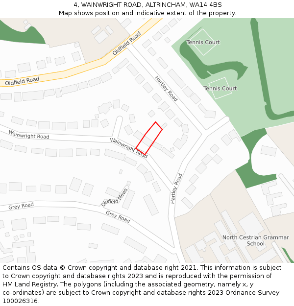 4, WAINWRIGHT ROAD, ALTRINCHAM, WA14 4BS: Location map and indicative extent of plot