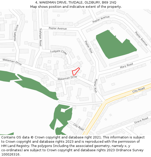 4, WAKEMAN DRIVE, TIVIDALE, OLDBURY, B69 1NQ: Location map and indicative extent of plot