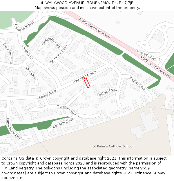 4, WALKWOOD AVENUE, BOURNEMOUTH, BH7 7JR: Location map and indicative extent of plot