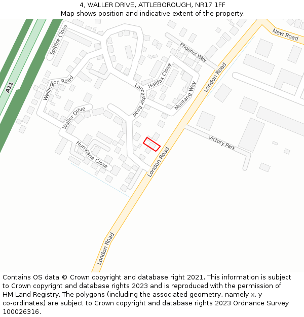 4, WALLER DRIVE, ATTLEBOROUGH, NR17 1FF: Location map and indicative extent of plot