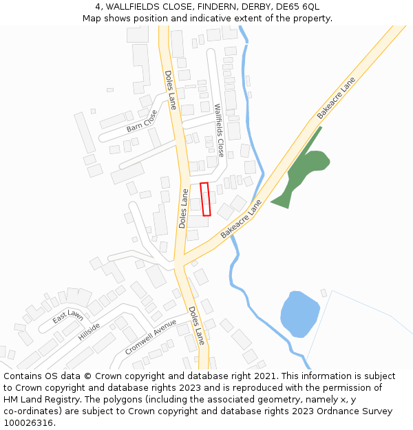 4, WALLFIELDS CLOSE, FINDERN, DERBY, DE65 6QL: Location map and indicative extent of plot