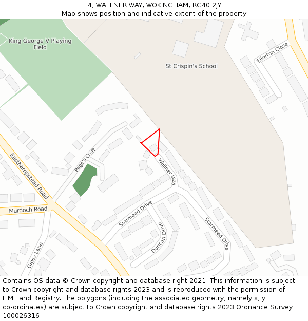 4, WALLNER WAY, WOKINGHAM, RG40 2JY: Location map and indicative extent of plot