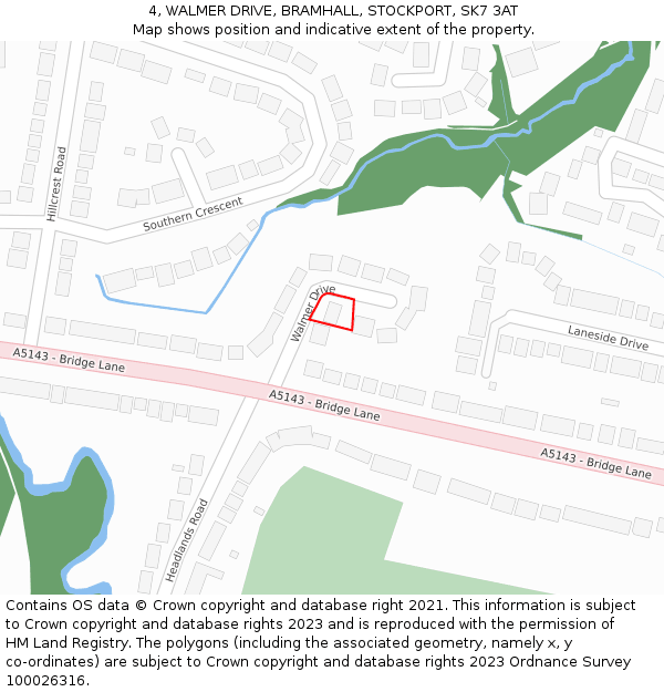 4, WALMER DRIVE, BRAMHALL, STOCKPORT, SK7 3AT: Location map and indicative extent of plot