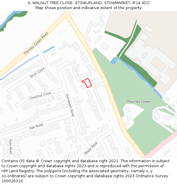 4, WALNUT TREE CLOSE, STOWUPLAND, STOWMARKET, IP14 4DZ: Location map and indicative extent of plot