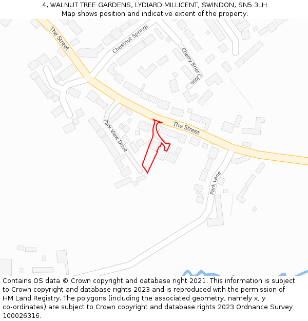 4, WALNUT TREE GARDENS, LYDIARD MILLICENT, SWINDON, SN5 3LH: Location map and indicative extent of plot