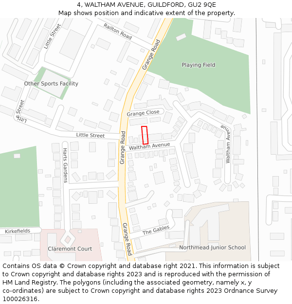 4, WALTHAM AVENUE, GUILDFORD, GU2 9QE: Location map and indicative extent of plot