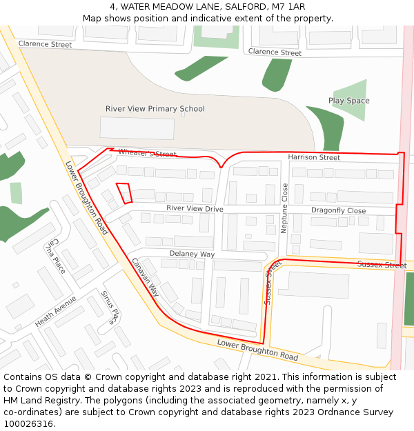 4, WATER MEADOW LANE, SALFORD, M7 1AR: Location map and indicative extent of plot