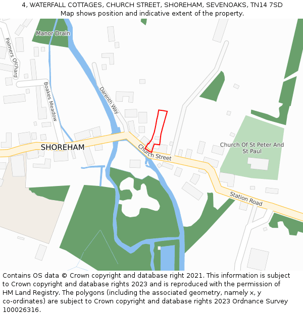 4, WATERFALL COTTAGES, CHURCH STREET, SHOREHAM, SEVENOAKS, TN14 7SD: Location map and indicative extent of plot