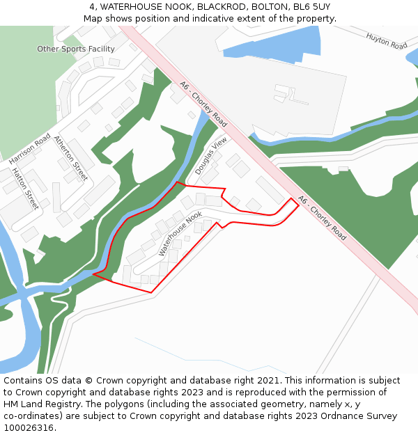 4, WATERHOUSE NOOK, BLACKROD, BOLTON, BL6 5UY: Location map and indicative extent of plot