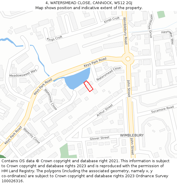 4, WATERSMEAD CLOSE, CANNOCK, WS12 2GJ: Location map and indicative extent of plot