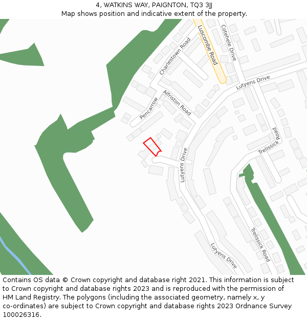 4, WATKINS WAY, PAIGNTON, TQ3 3JJ: Location map and indicative extent of plot